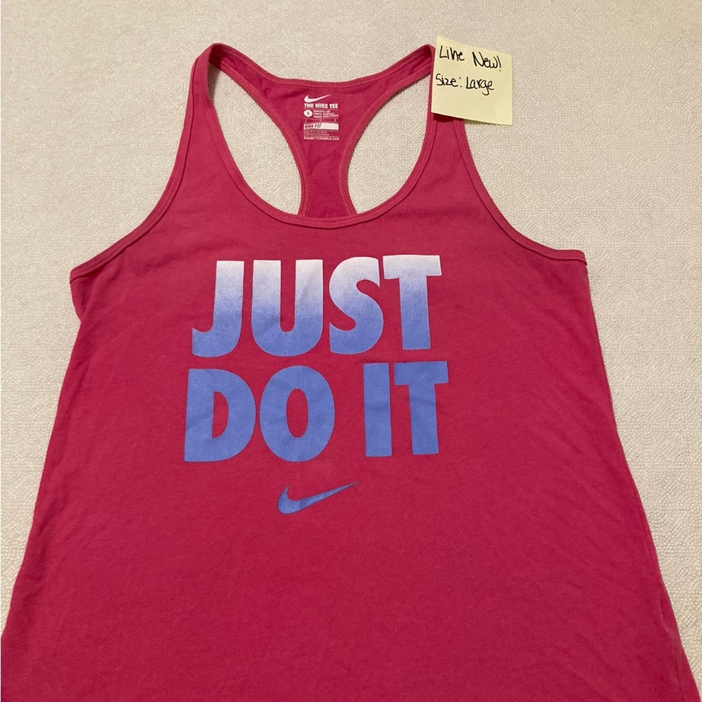 Like new! Pink Tank Top with Blue Logo